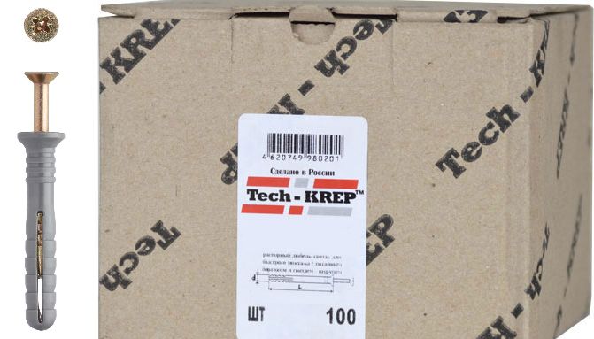 Дюбель-гвоздь потайной бортик (8х120 мм / упак. 100 шт) Tech-KREP